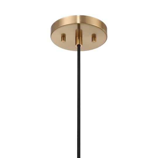 Hello Honey® Axel Brushed Gold Mid-Century Modern Metal & Natural Stained Wood Ceiling Light